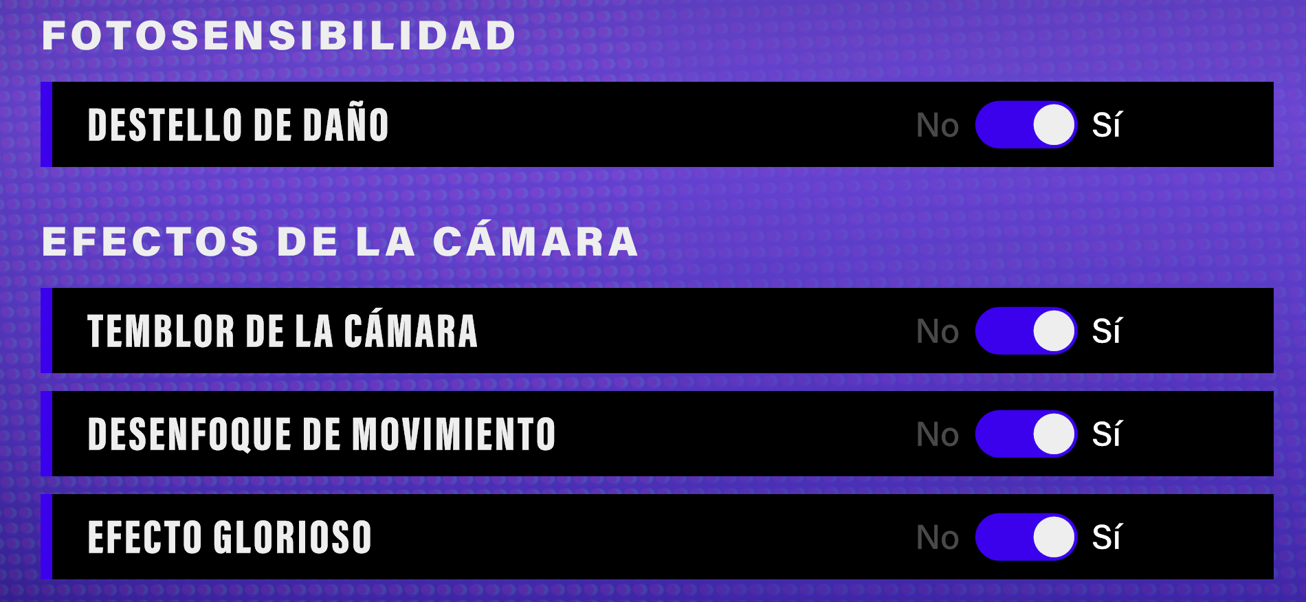 Ajustes de vídeo y cámara