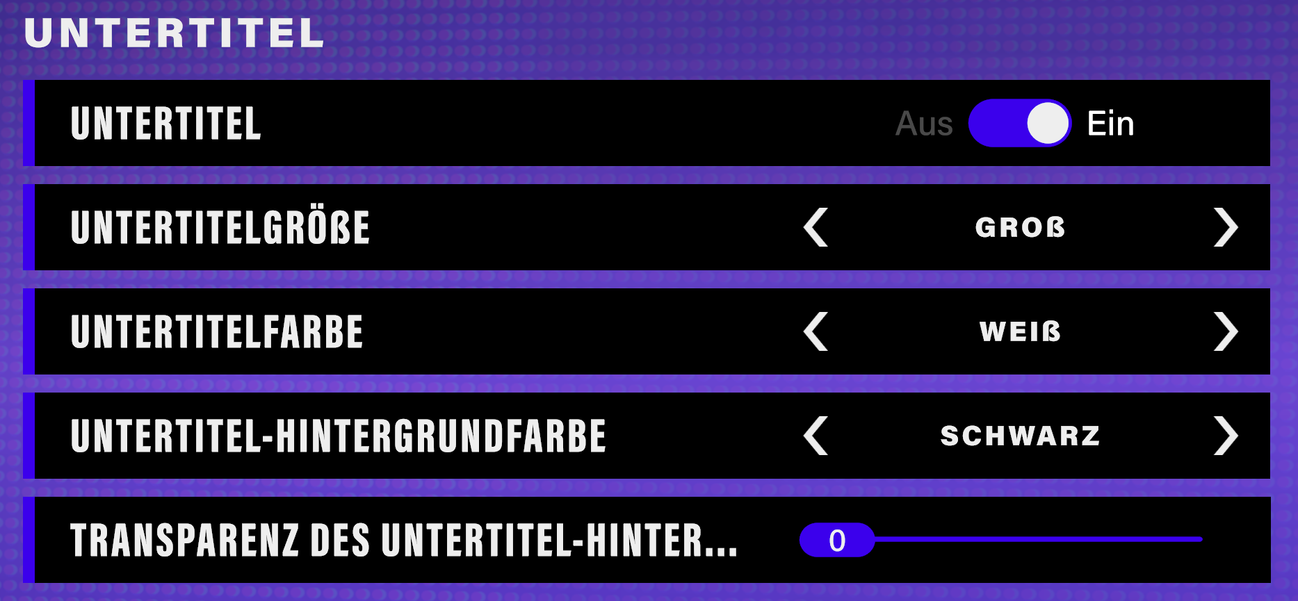 Untertiteleinstellungen